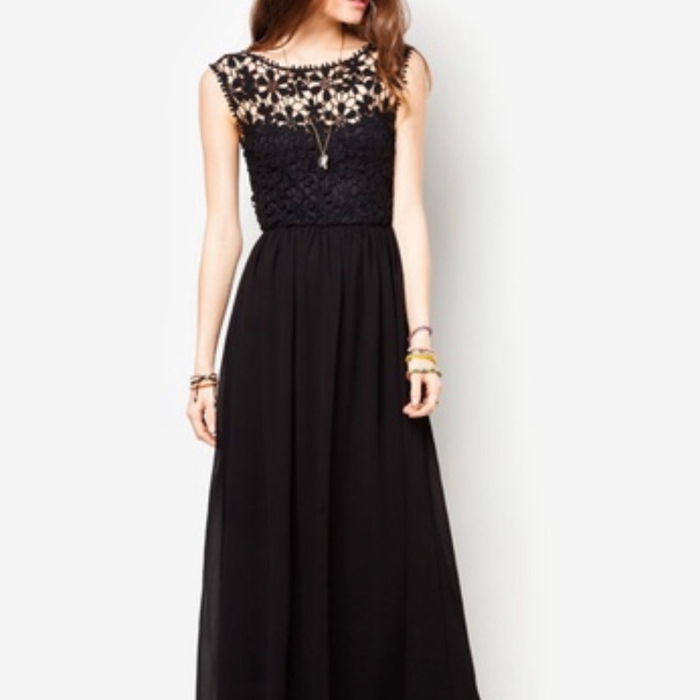 Black chiffon and lace maxi dress